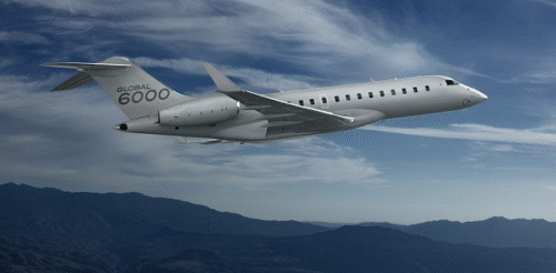Bombardier 6000 flying above the clouds