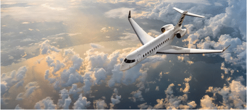 Bombardier Global 7500 flying in the sky