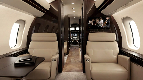 2 seats inside the Bombardier Global 7500