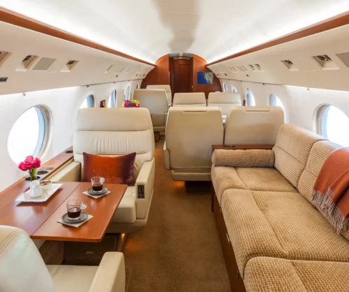 Interior of the Gulfstream IV cabin shown