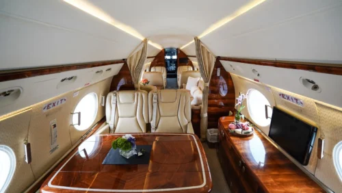 the interior of gulfstream V shown from behind